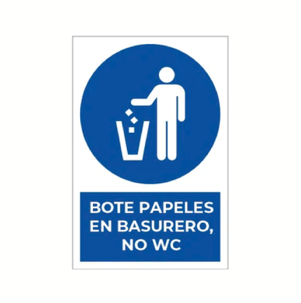 Bote papel en basurero, no wc