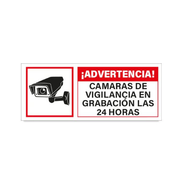 Advertencia cámaras de vigilancia en grabación las 24 horas