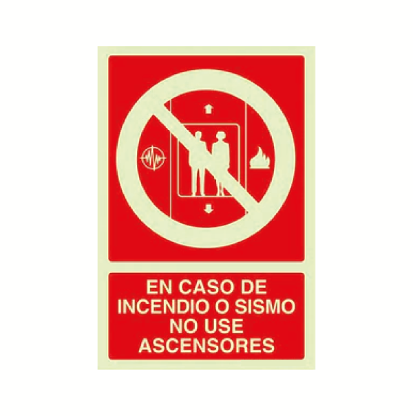 En caso de incendio o sismo no use ascensor