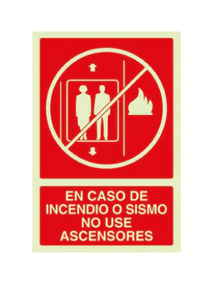 En caso de incendio o sismo no use ascensores