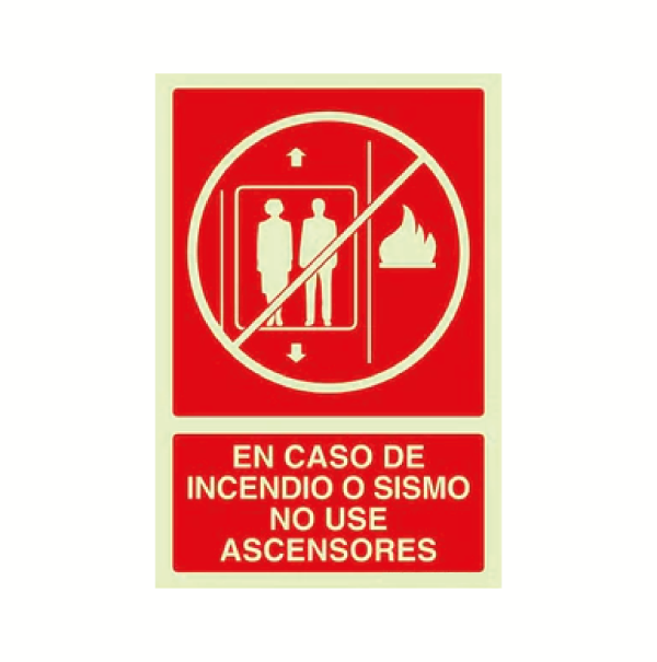 En caso de incendio o sismo no use ascensores