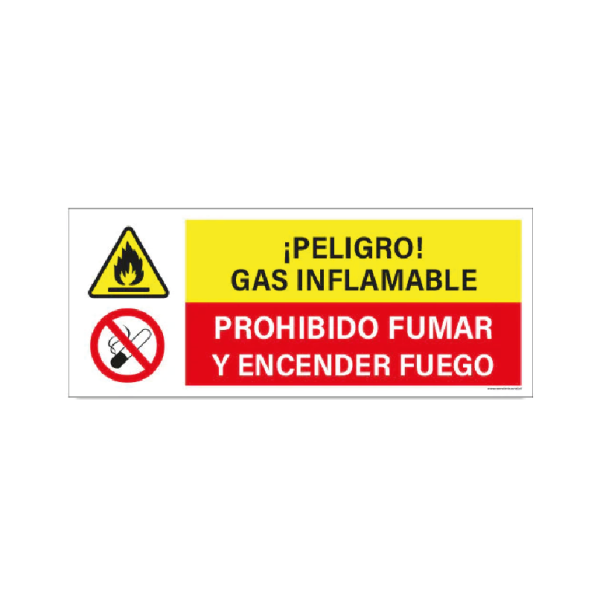 Gas inflamable - Prohibido fumar y encender fuego