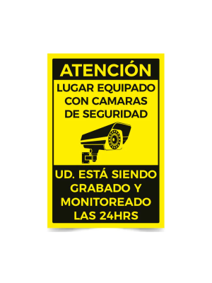 Señalética atención lugar equipado con cámaras