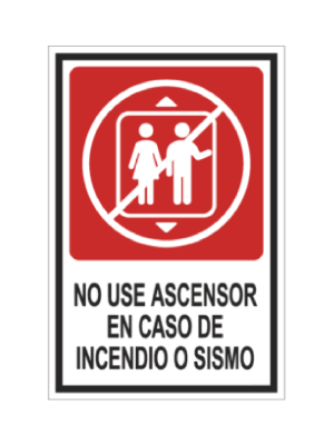 No use ascensor en caso de incendio o sismo