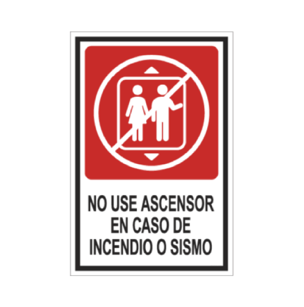 No use ascensor en caso de incendio o sismo