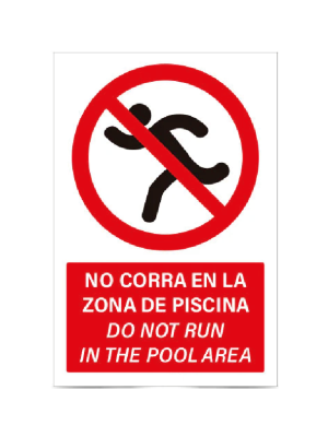 No corra en la zona de piscina