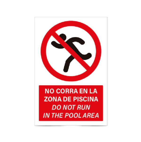 No corra en la zona de piscina