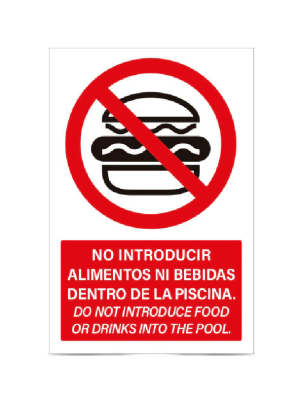 No introducir alimentos ni bebidas dentro de la piscina