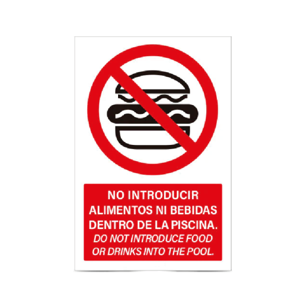 No introducir alimentos ni bebidas dentro de la piscina