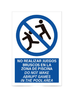 No realizar juegos bruscos en la zona de piscina
