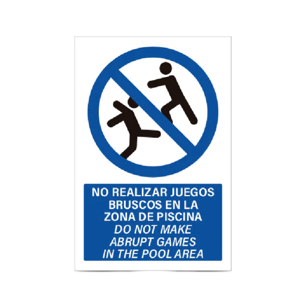 No realizar juegos bruscos en la zona de piscina