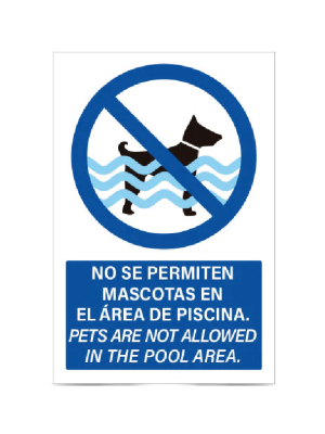 No se permiten mascotas en el área de piscina