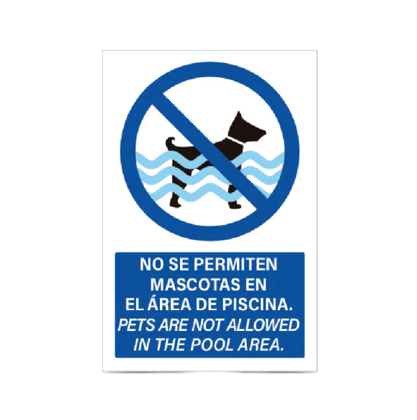 No se permiten mascotas en el área de piscina