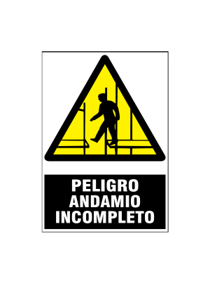 Peligro andamio incompleto