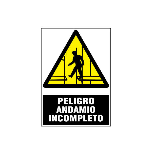 Peligro andamio incompleto