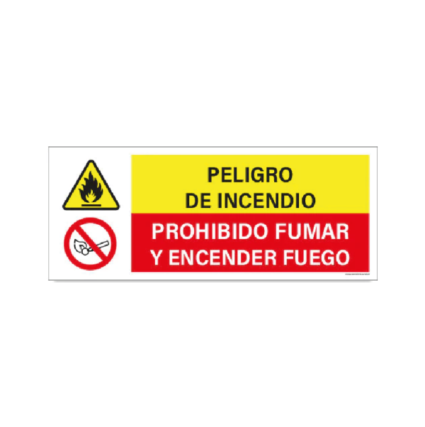 Peligro de incendio - Prohibido fumar y encender fuego