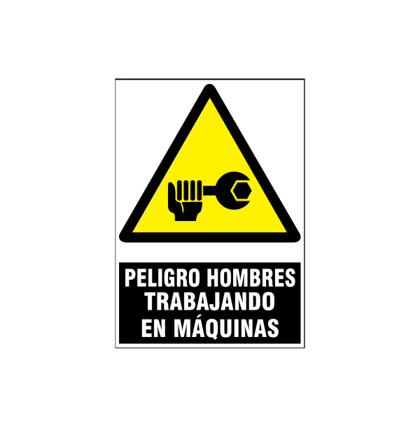 Peligro hombres trabajando en máquinas