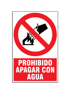 Prohibido apagar con agua
