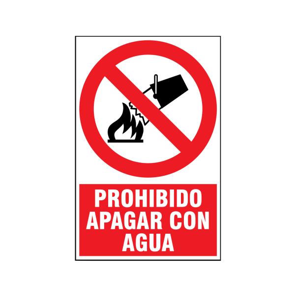 Prohibido apagar con agua