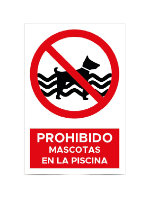 Prohibido mascotas en la piscina