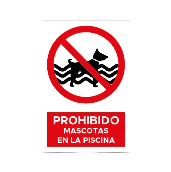 Prohibido mascotas en la piscina