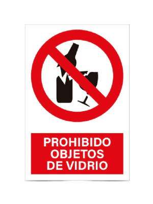 Prohibido objetos de vidrio