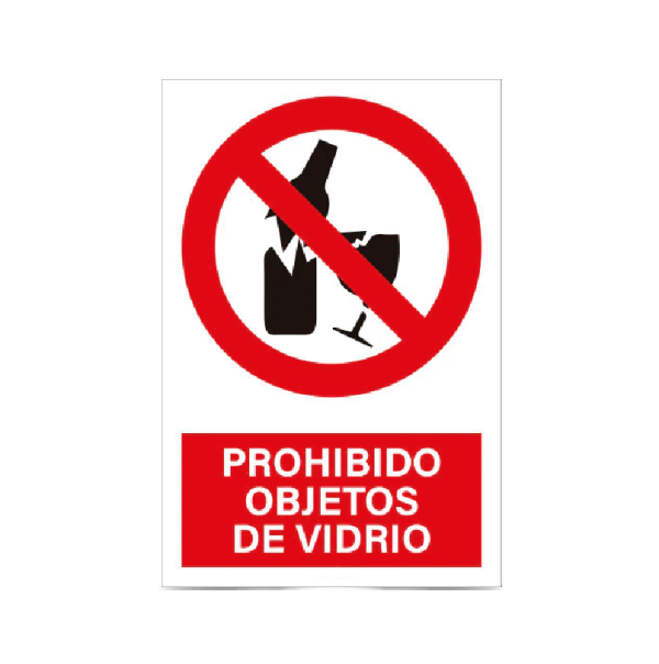 Prohibido objetos de vidrio