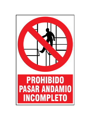 Prohibido pasar andamio incompleto