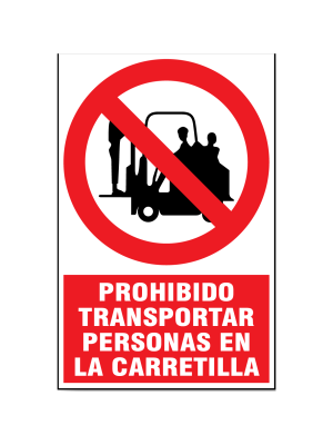 Prohibido transportar personas en la carretilla