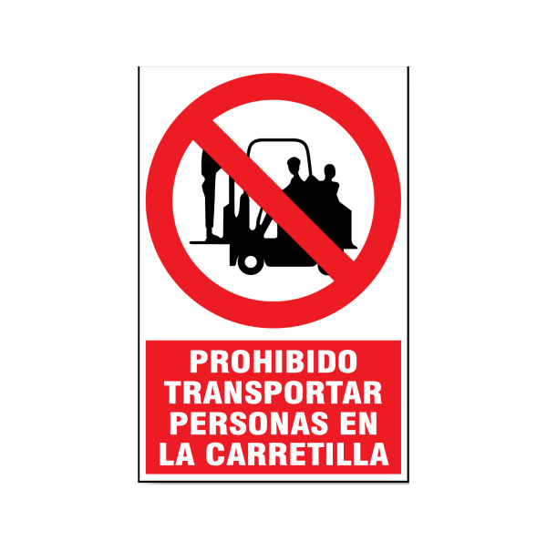 Prohibido transportar personas en la carretilla