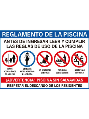 Reglamento de la piscina (horizontal)
