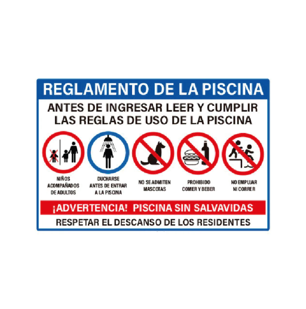 Reglamento de la piscina (horizontal)