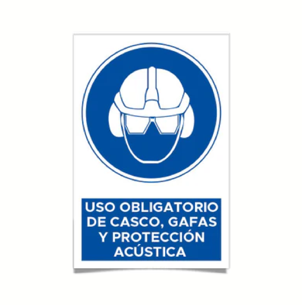 Uso obligatorio de casco, gafas y protección acústica