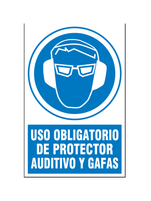 Uso obligatorio de protector auditivo y gafas