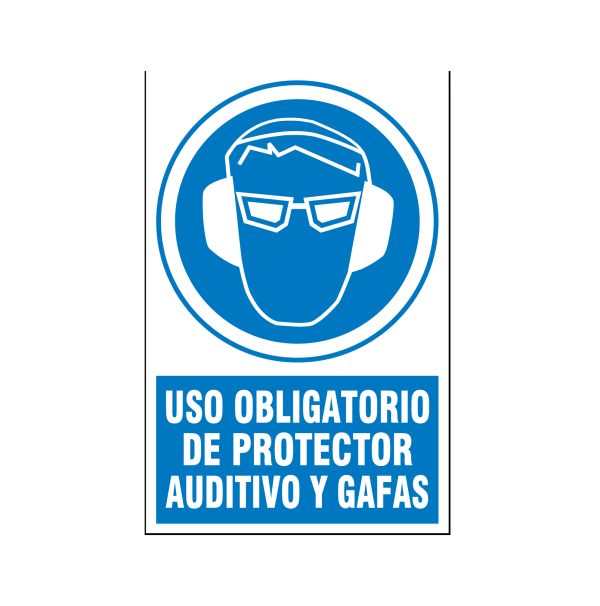 Uso obligatorio de protector auditivo y gafas