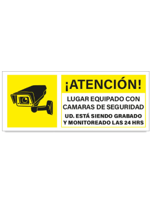 Atención lugar equipado con cámaras de seguridad